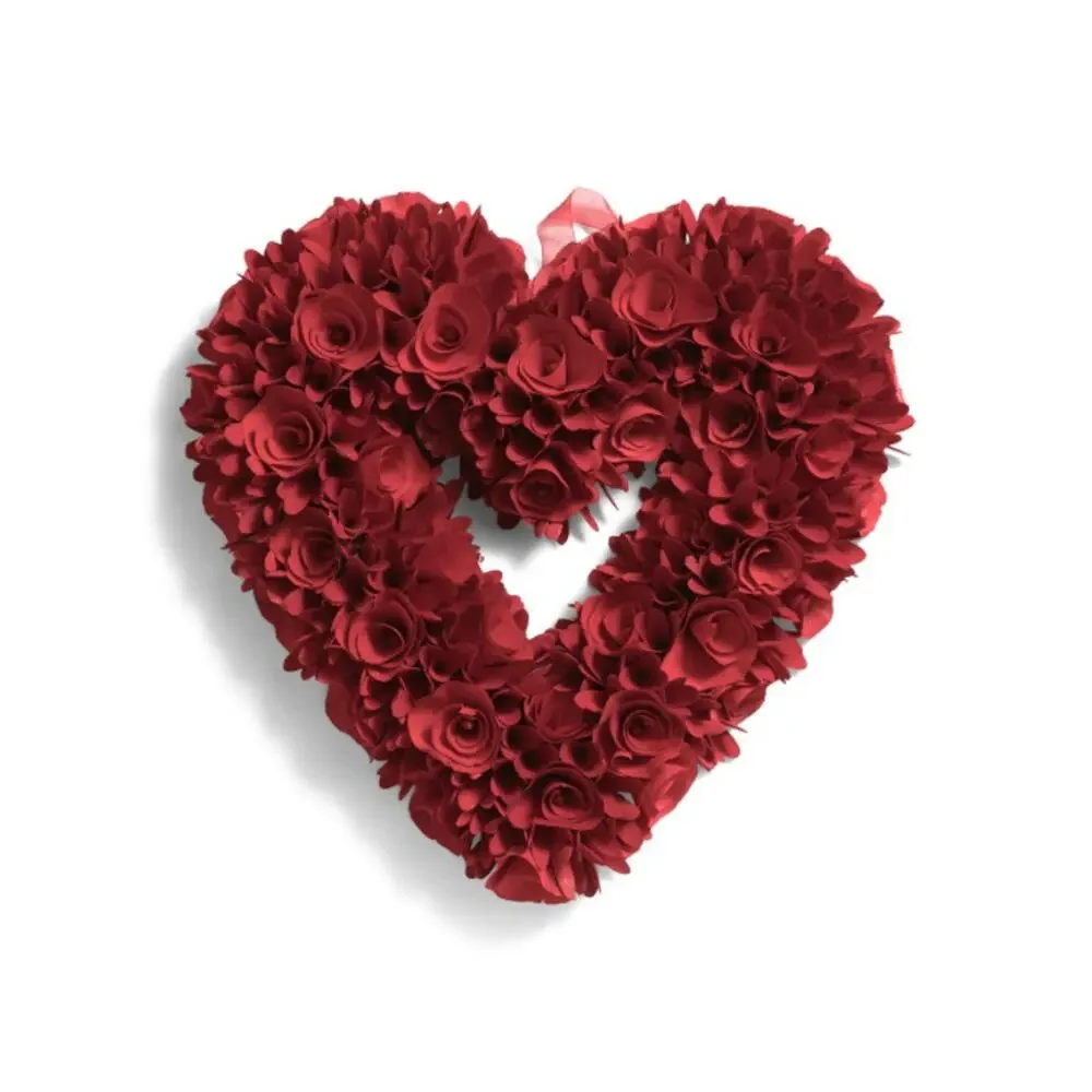 Martha Stewart Red Wood Curl Heart Wreath 20in Valentines Day Decor XO Love NEW